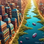 장내 미생물과 면역력 - **Prompt:** "A highly detailed, vibrant, and fantastical microscopic cityscape existing within an ab...